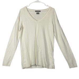 Eddie Bauer cotton and wool blend off white sweater preppy natural minimalist